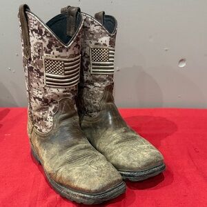 J.B. Dillon Black and Brown Leather Boots